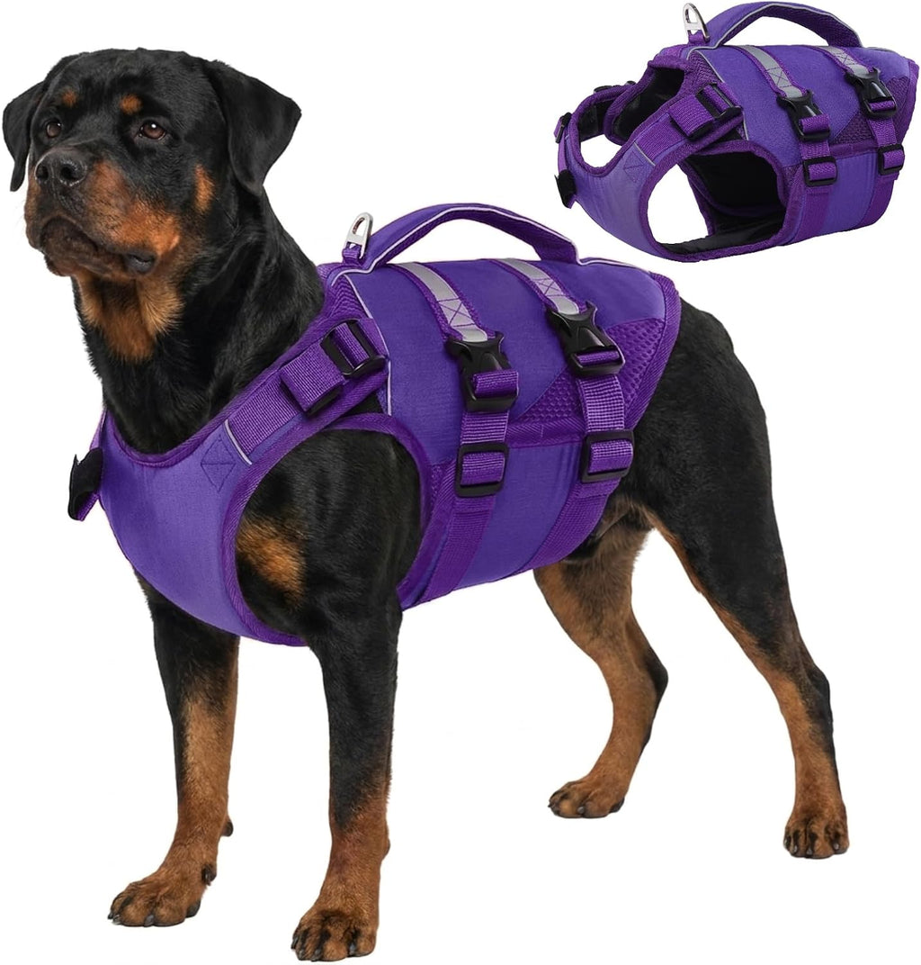 Kuoser Dog Life Jacket, High Flotation Dog Life Vest for Swimming Boating, Adjustable Ripstop Pet Lifesaver for Small Medium and Large Dogs, Reflective Safety Puppy Swimming Vest with Rescue Handle - Image 14