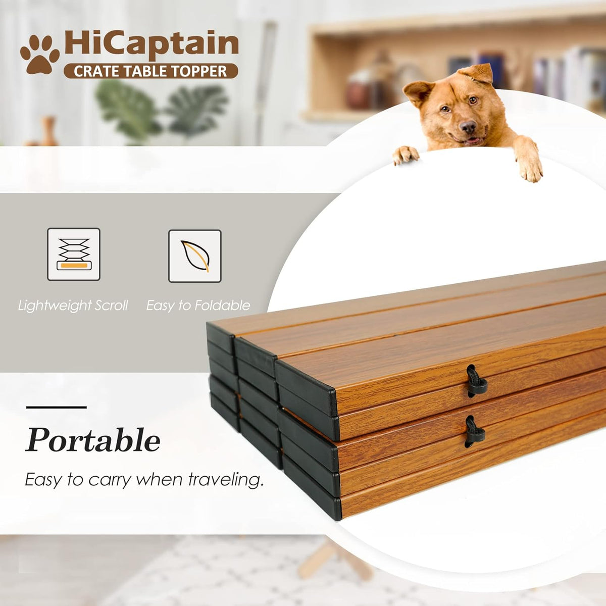 HiCaptain decorative pet crate wood shelf displaying home decor items in a living room