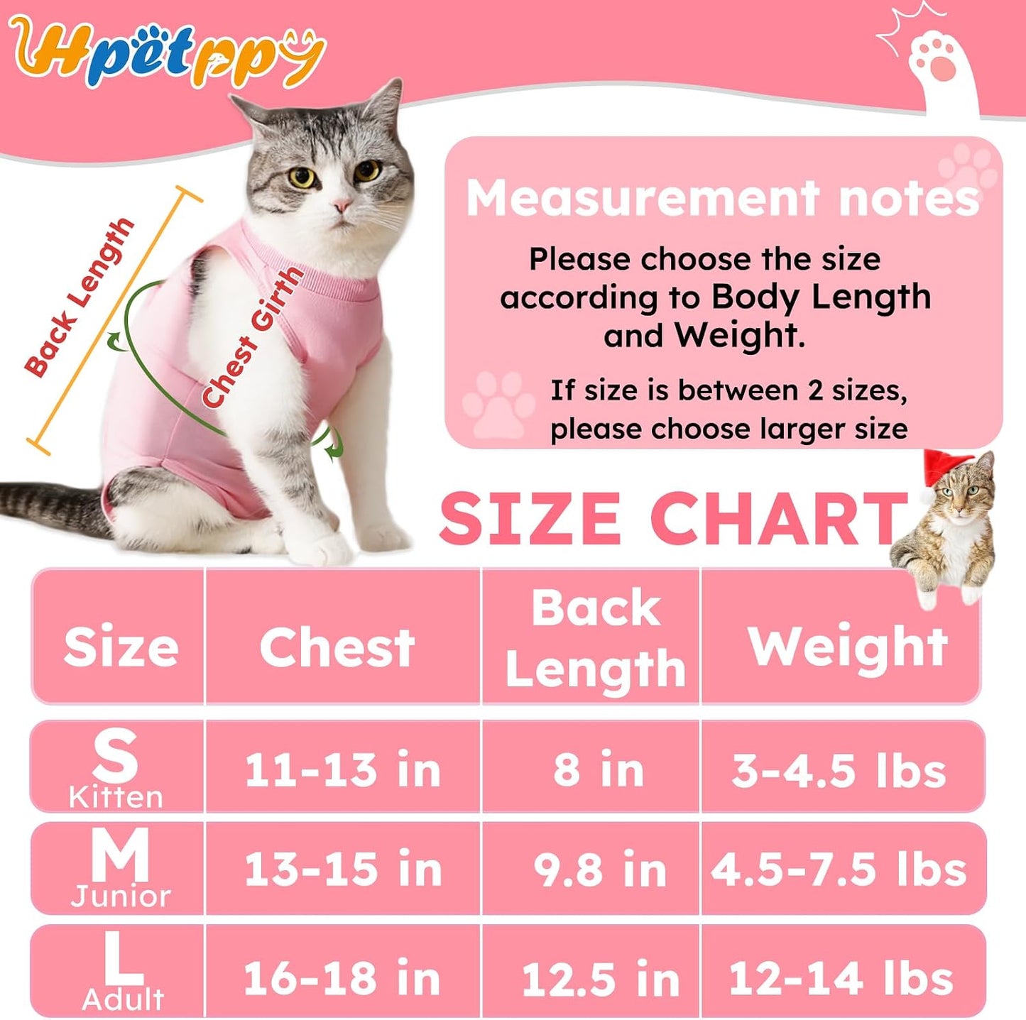 Pink Hpetppy kitten onesie alternative to the cone of shame for post surgery recovery