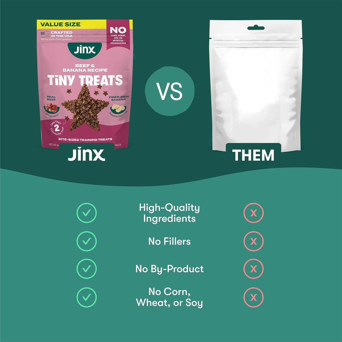 Jinx beef and banana dog treat bag texture details