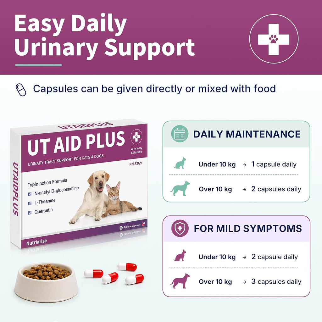 Natural UTI Treatment for Cats & Dogs - Antibiotic-Free Urinary Tract Infection Support Supplement - Bladder & Kidney Health - Incontinence Prevention - 30 Capsules - Image 5