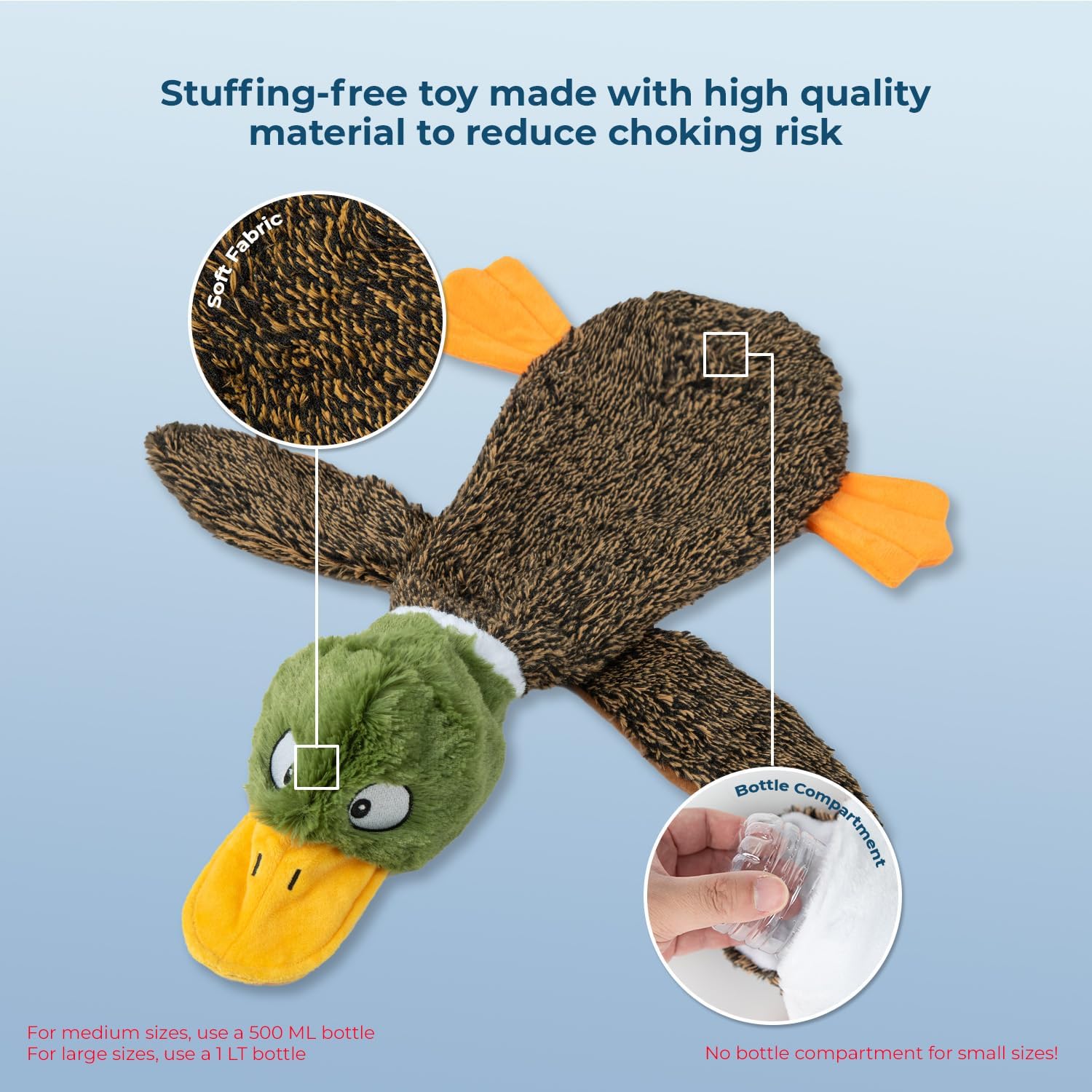 Small size durable fabric plush dog toy with orange feet details