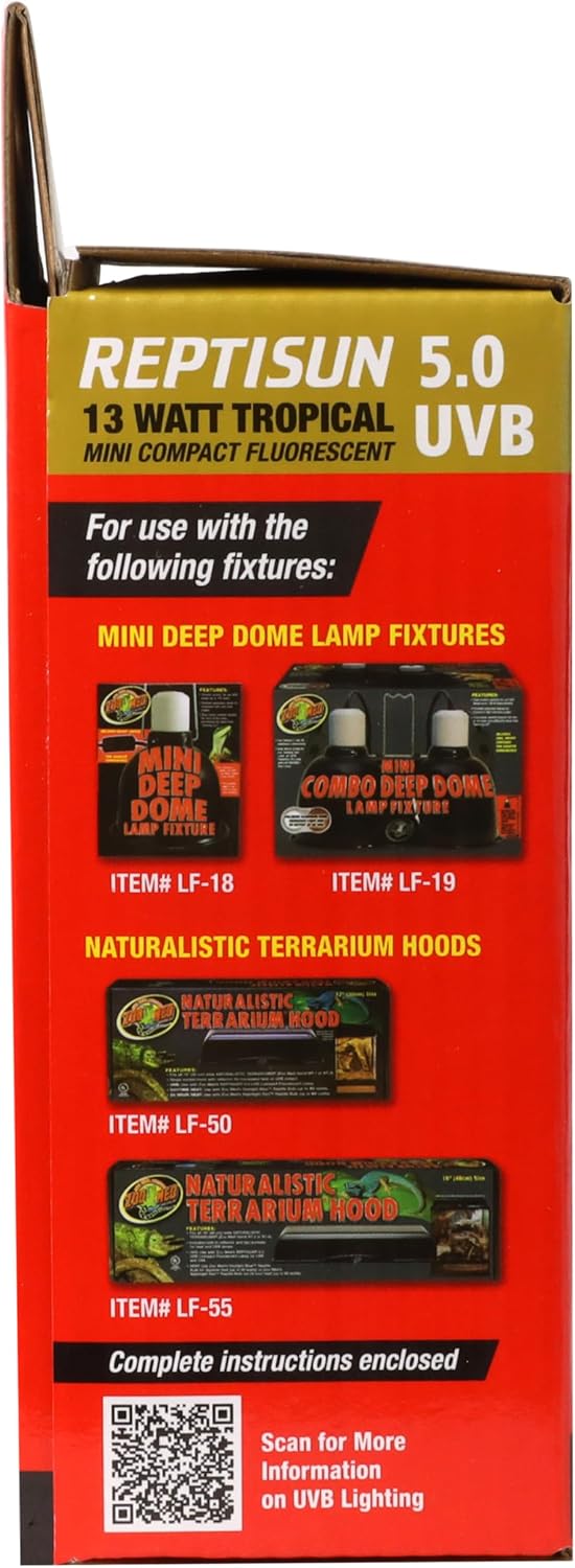 Zoo Med lighting box showing tropical reptile species illustrations.