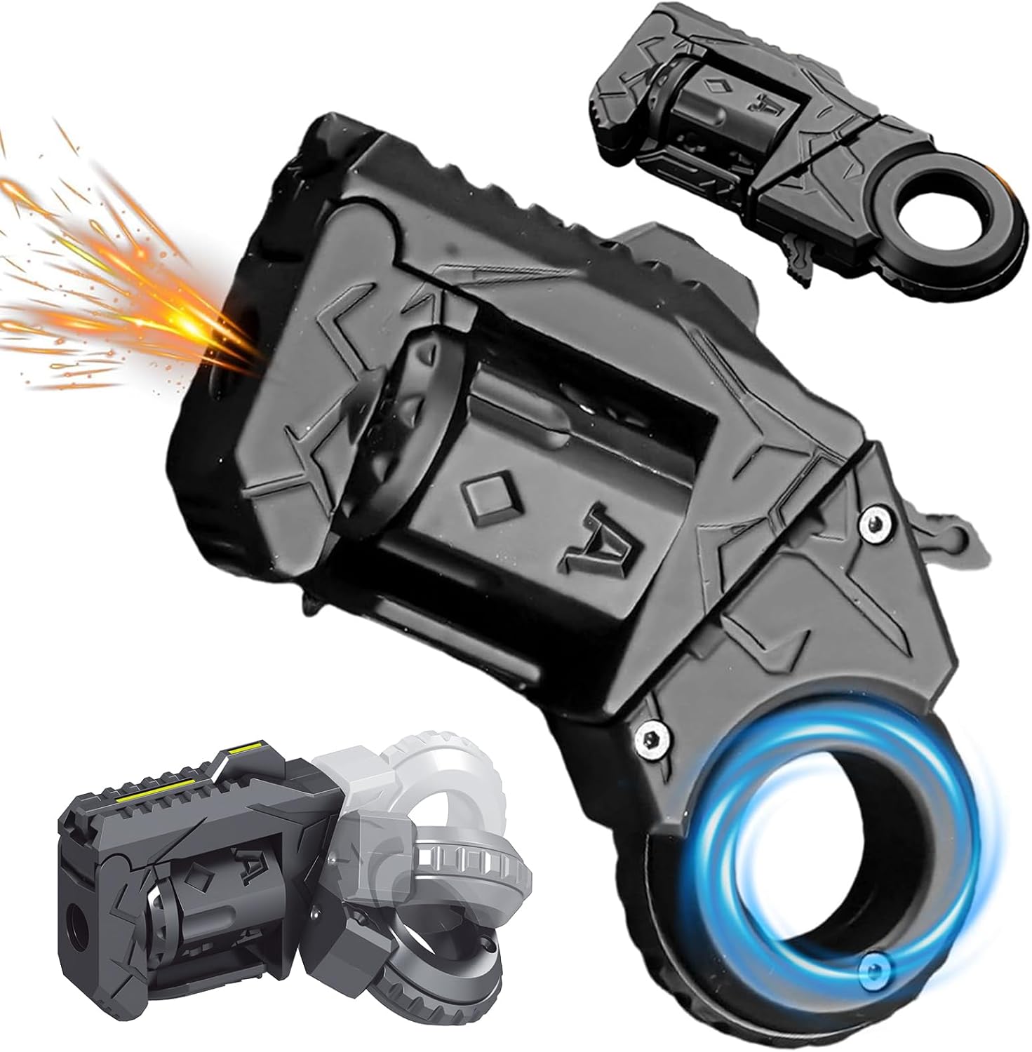 Yiuhhad alloy metal fidget slider toy front view showing the premium black mechanical finish.