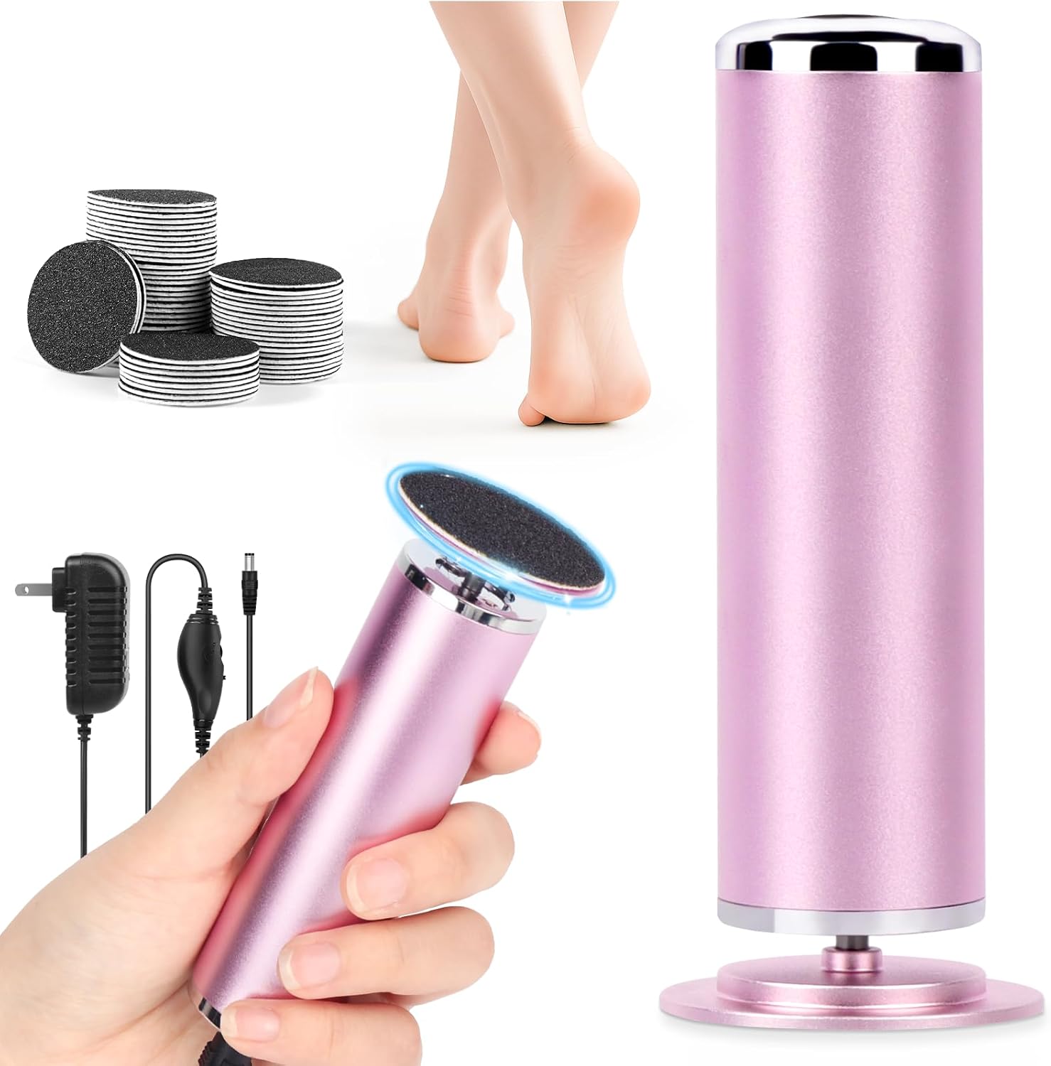 Lionvison Electric Foot Callus Remover with pink handle front view