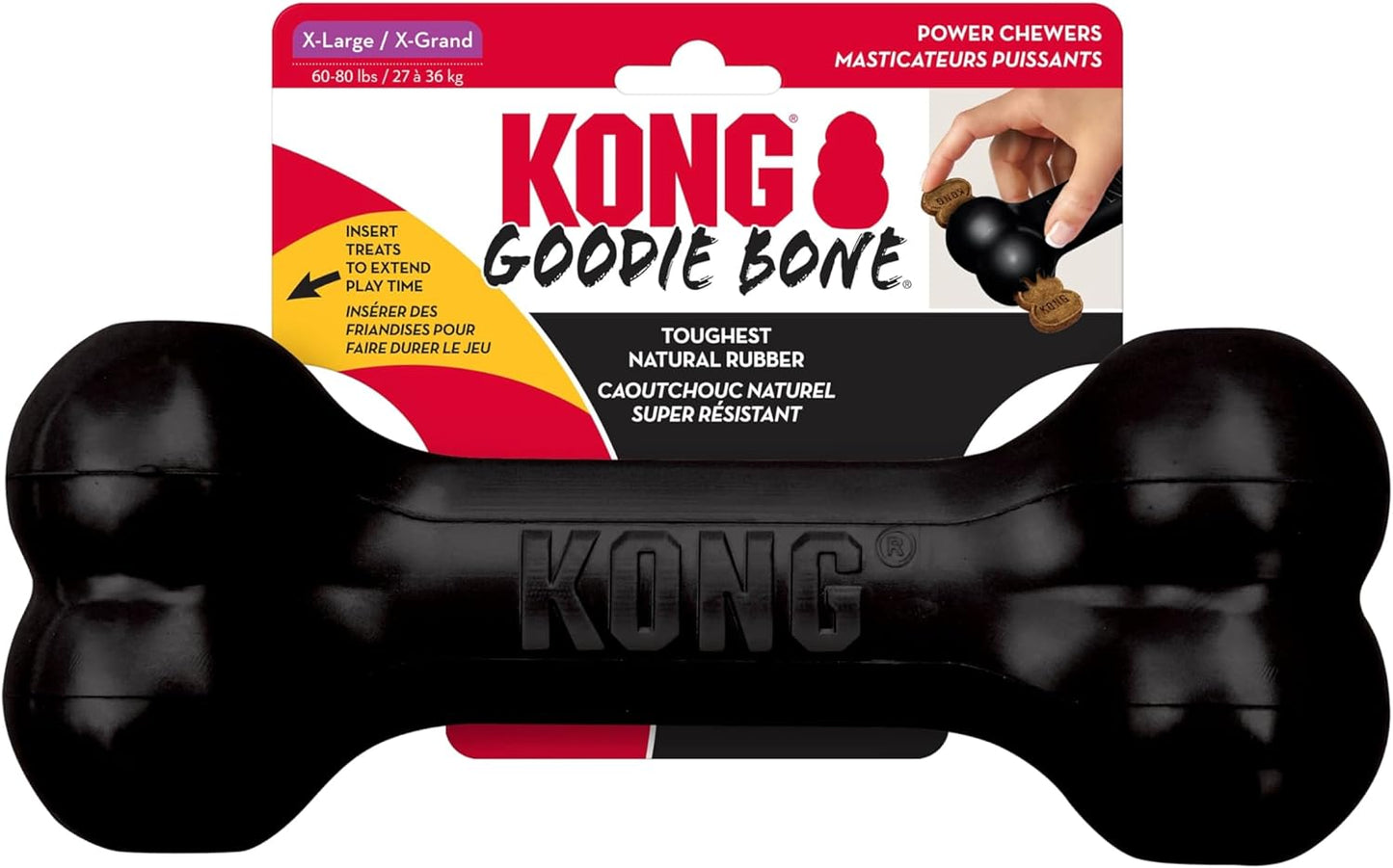 KONG - Extreme Goodie Bone - KONG's Most Durable Natural Rubber Dog Bone for Power Chewers - Black - For Medium Dogs - Image 9