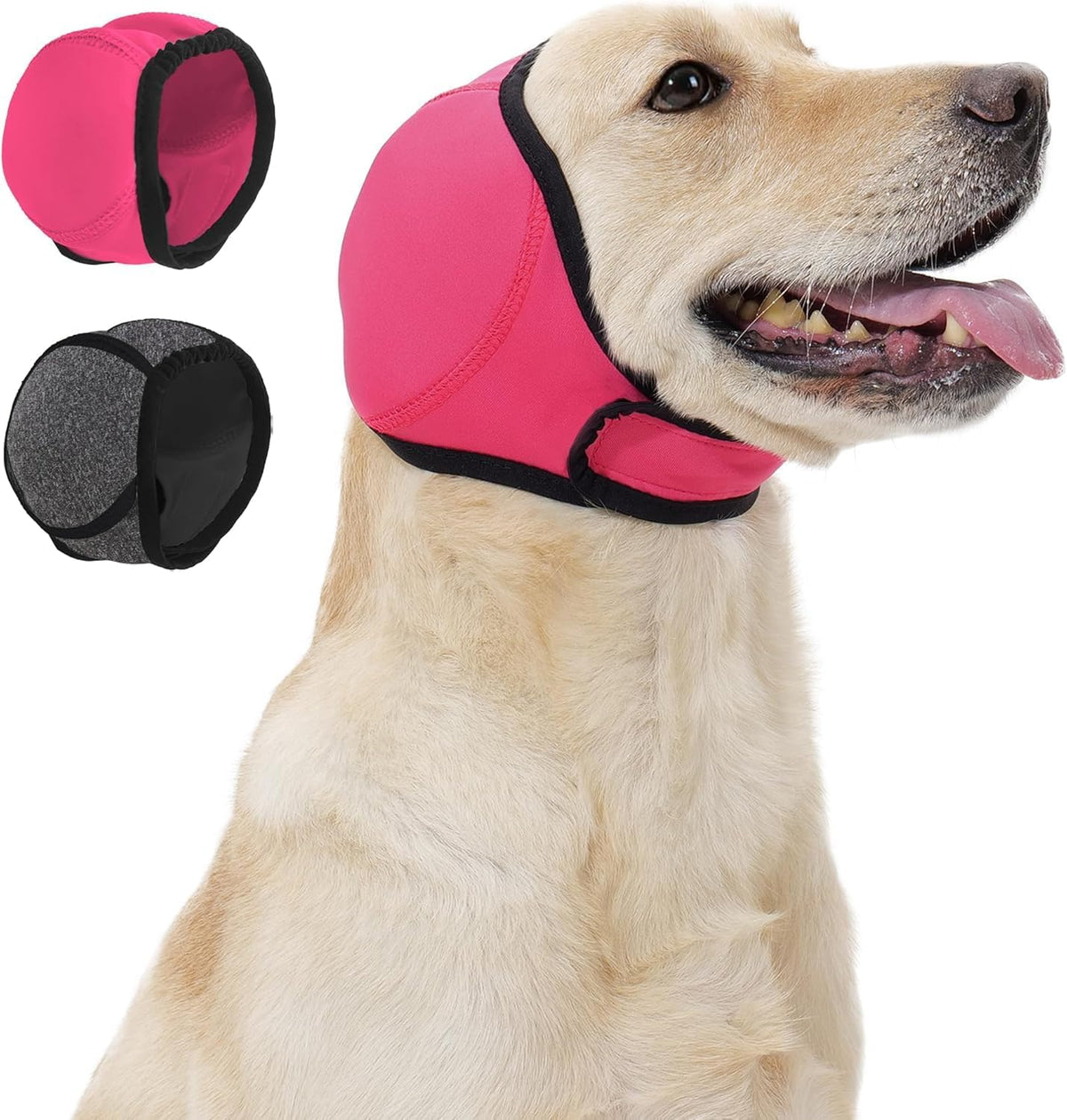 Dog Calm Hoodie Ear Wraps for Dogs, Waterproof Dog Swim Cap, Ear Cover Muffs for Anxiety Relief Noise Cancelling, Dog Head Warp Ear Protection for Hematoma Fireworks Bath Swim Blow Drying(S,Rose Redd) - Image 11