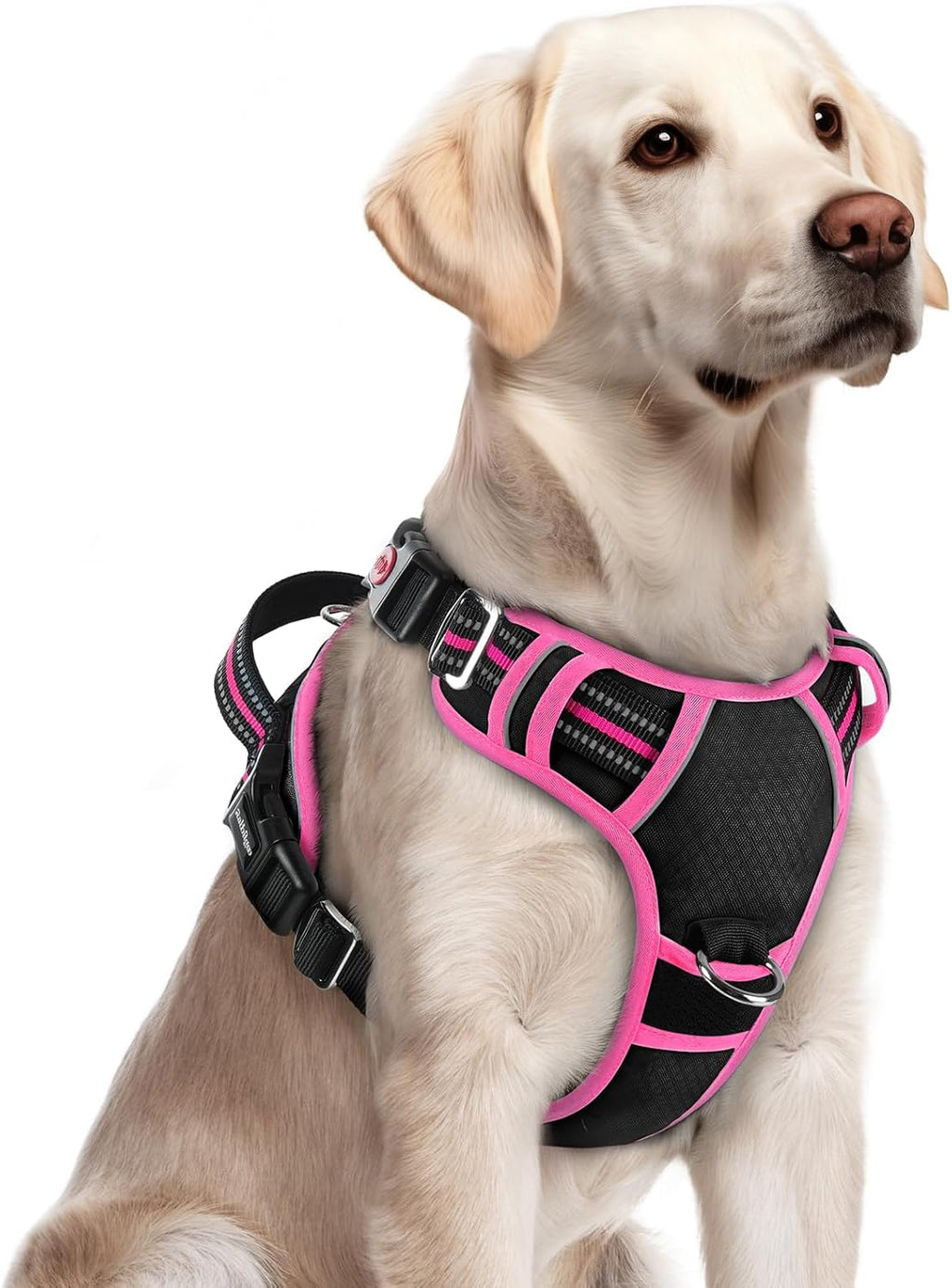 rabbitgoo Dog Harness for Large Dogs, 3 Buckles Easy On & Off No Pull Pet Vest, Soft Padded Walking Pet Harness with Control Handle, Adjustable and Reflective, Pink, L - Image 9