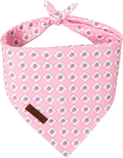 Summer Dog Bandana, UP URARA PUP Strawberry and Bowknot Triangle Bid Scarf for Medium Large Dogs, Cotton Kerchief for Girl Boy Puppies, Cute Spring FloralBandana,S - Image 14