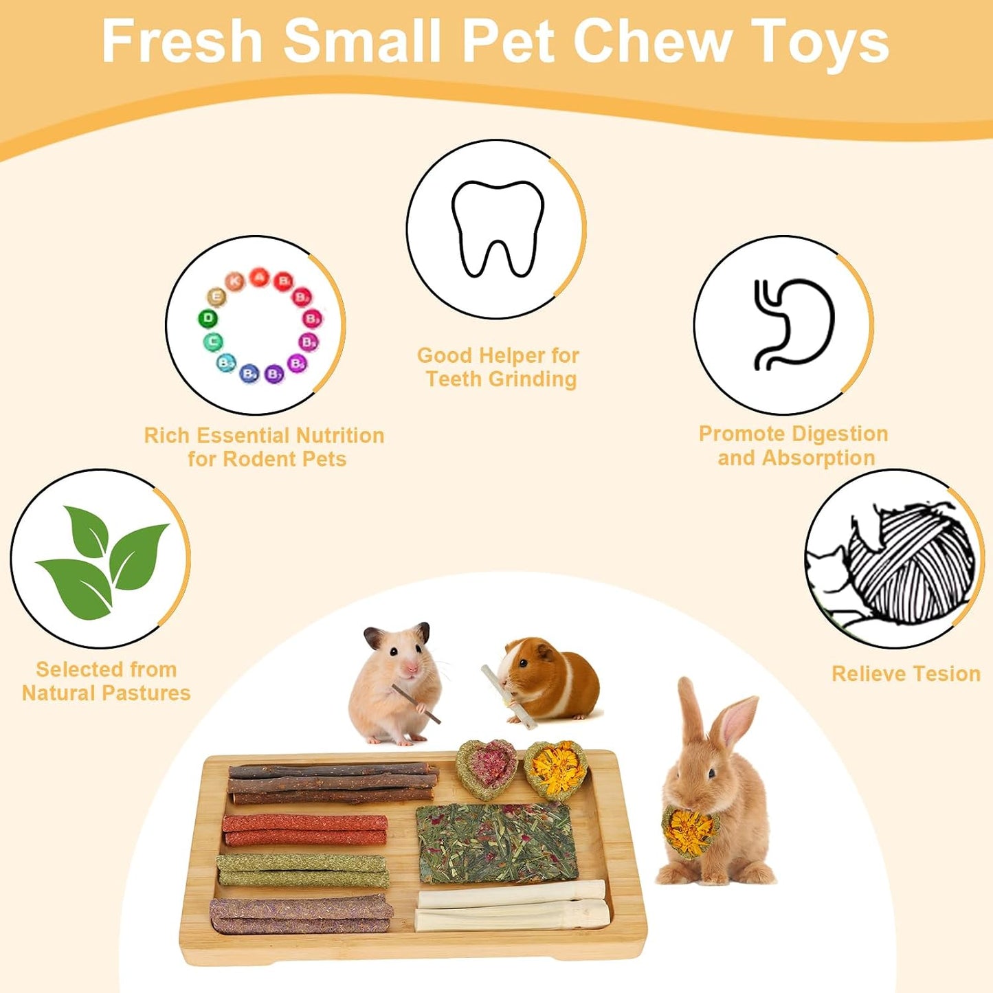 Organic apple wood chew treats for chinchillas and hamsters dental health