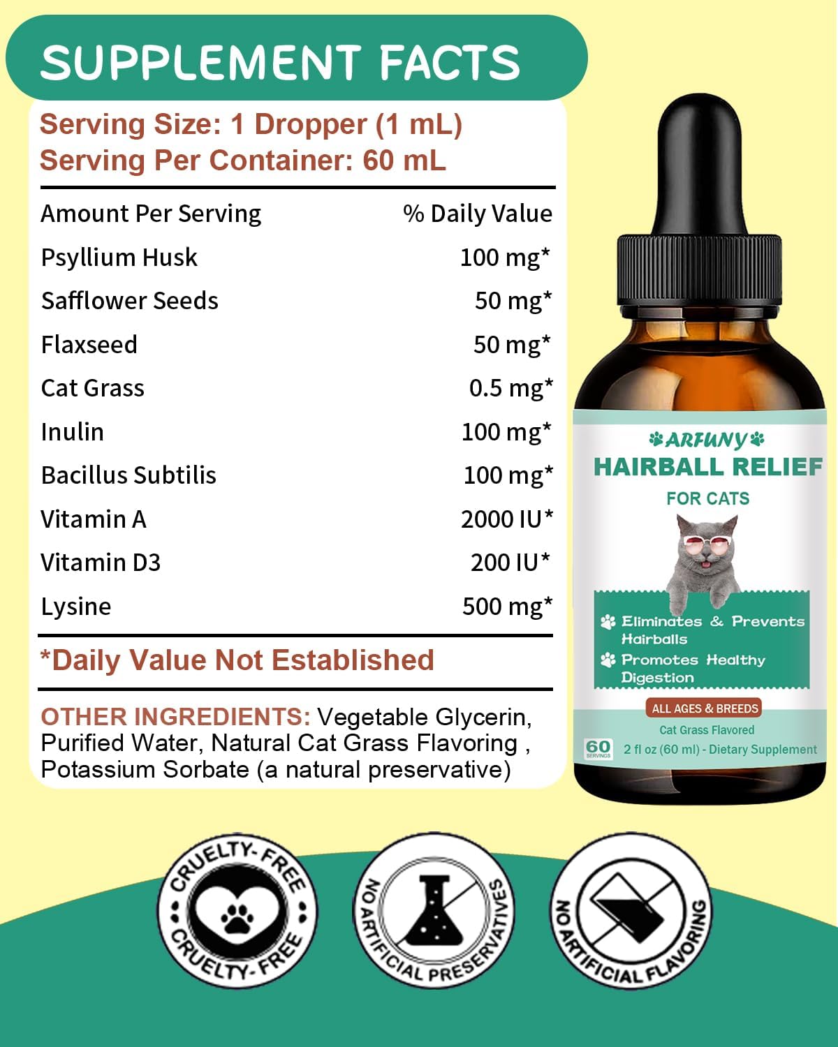 Vet approved cat hairball supplement bottle for smooth digestion