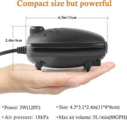 Hitop aquarium air pump showing dual outlet design