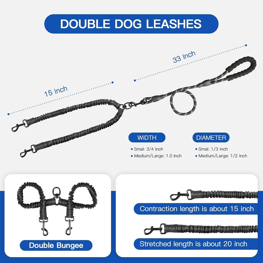Authentic USA imported MingXpets double dog leash package contents for pet owners