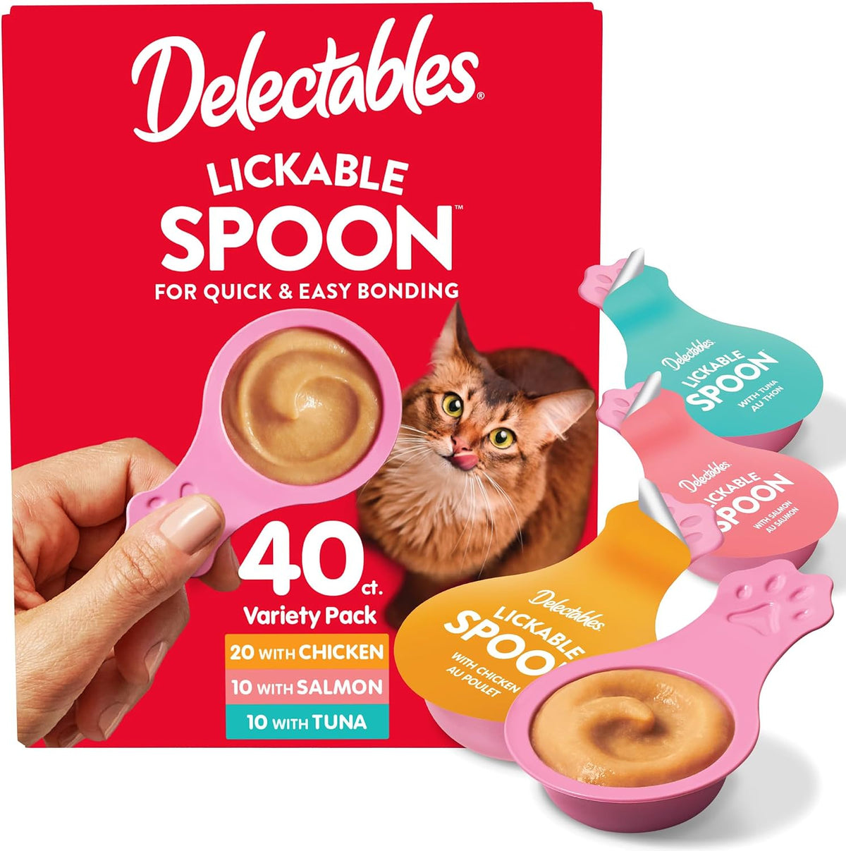 Delectables Lickable Spoon Handheld Wet Cat Treats Made with Real Chicken & Salmon, Quick & Easy Creamy Puree, Mess Free, Grain-Free, No Added Fillers, No by-Products, Variety Pack, 32ct - Image 11