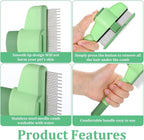 Lonnalee ergonomic green pet comb designed for flea removal and deshedding small animals.