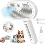 Pecait cat steam brush in white showing front view with mist spray active.