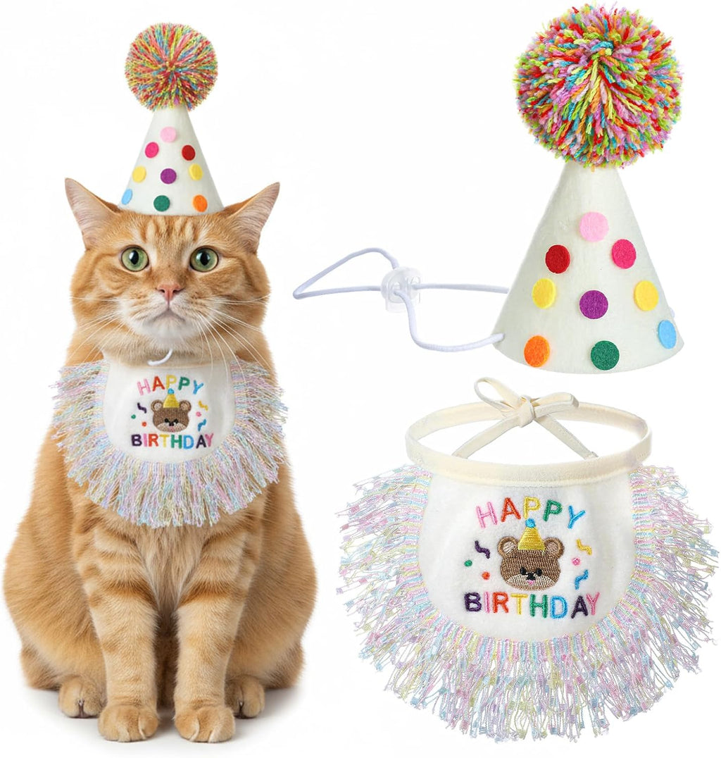 Tyqour Cat Birthday Hat Birthday Hats for Stuffed Animals Dog Party Hat Birthday Party Decorations Set for Small Medium Cats & Dogs (Blue) - Image 10