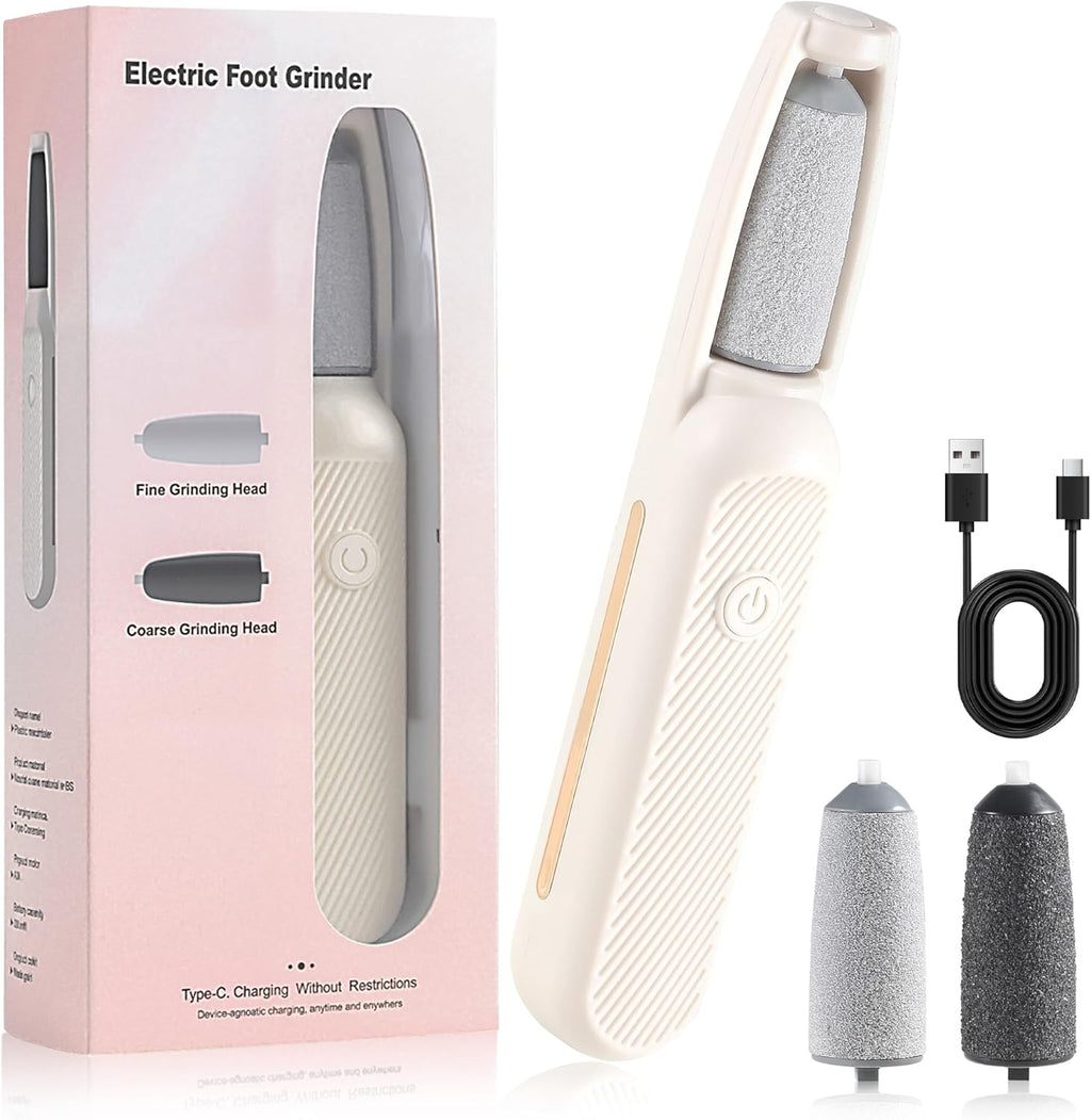 Generic electric foot callus remover front view showing the sleek white handle and charging port.