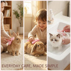 MCTOURY rabbit shedding brush trapping loose fur easily during a home grooming session