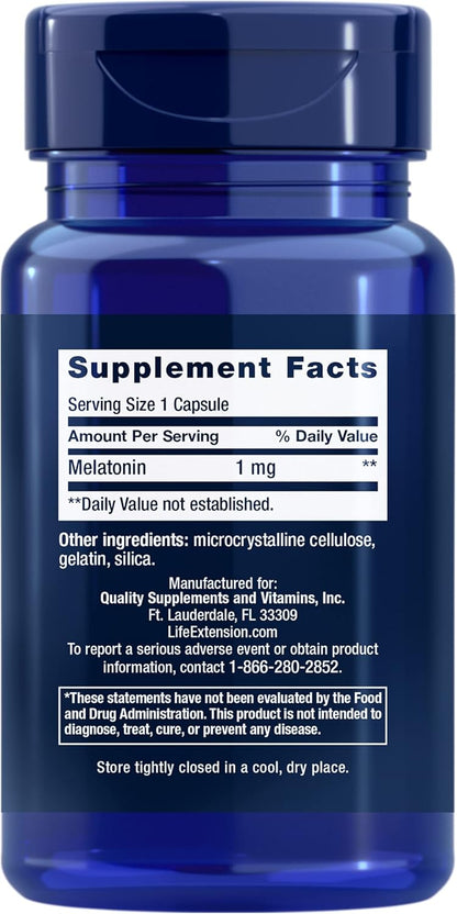 Life Extension Melatonin 1 mg - For Restful Night, Hormone Balance, and Immune Health - Immediate Release - Gluten-Free, Non-GMO - 60 Capsules - Image 2