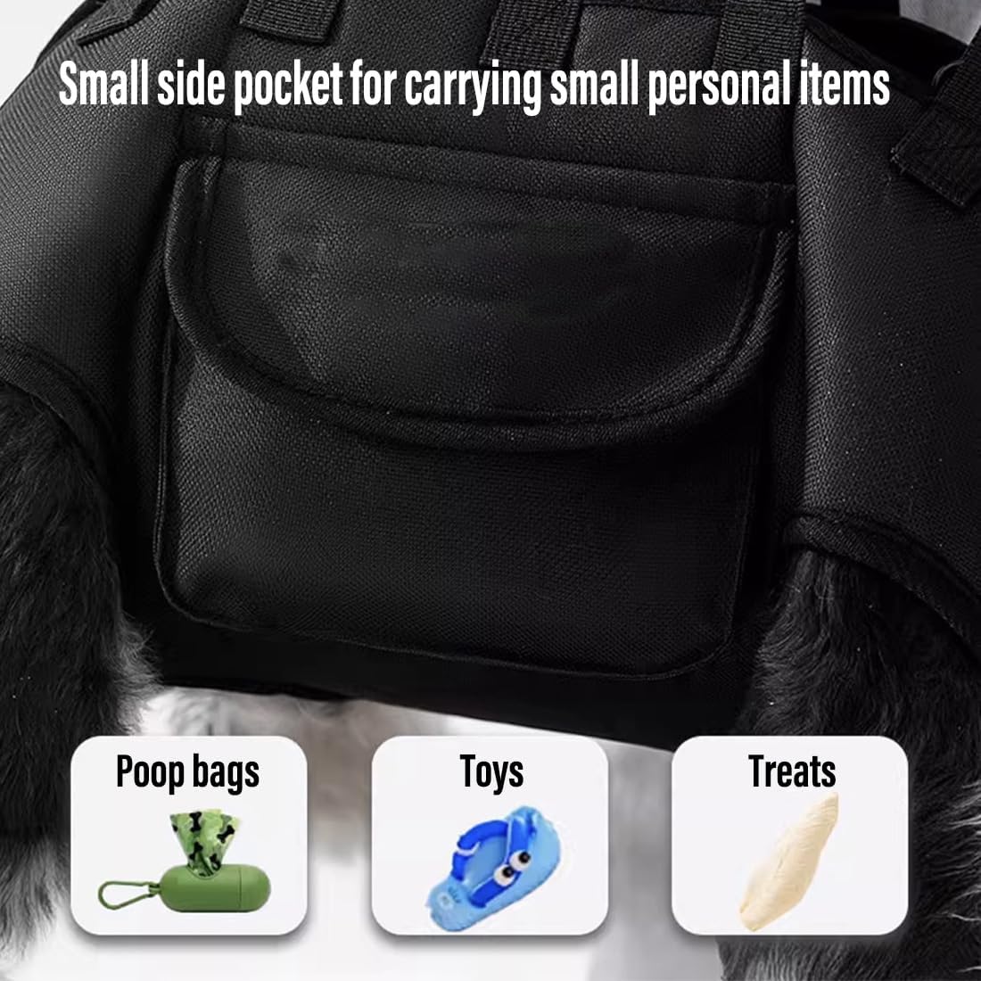 Ergonomic dog lift harness showing belly and chest straps