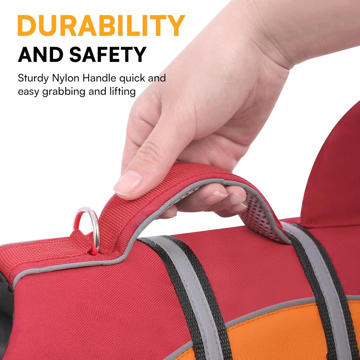 Small dog life jacket with durable nylon rescue grab handle