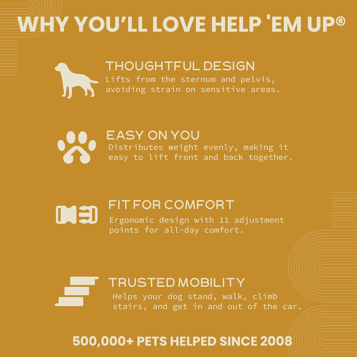 Help 'Em Up(R) - Dog Lift Harness Adjustable Lifting Harness for Dogs Full Body Support, Rear Leg Support (Conventional, Medium, 45-80 lbs) - Image 5