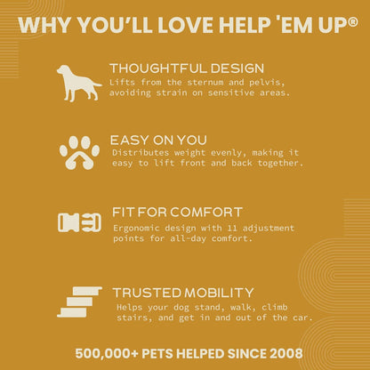 Help 'Em Up(R) - Dog Lift Harness Adjustable Lifting Harness for Dogs Full Body Support, Rear Leg Support (Conventional, Medium, 45-80 lbs) - Image 5