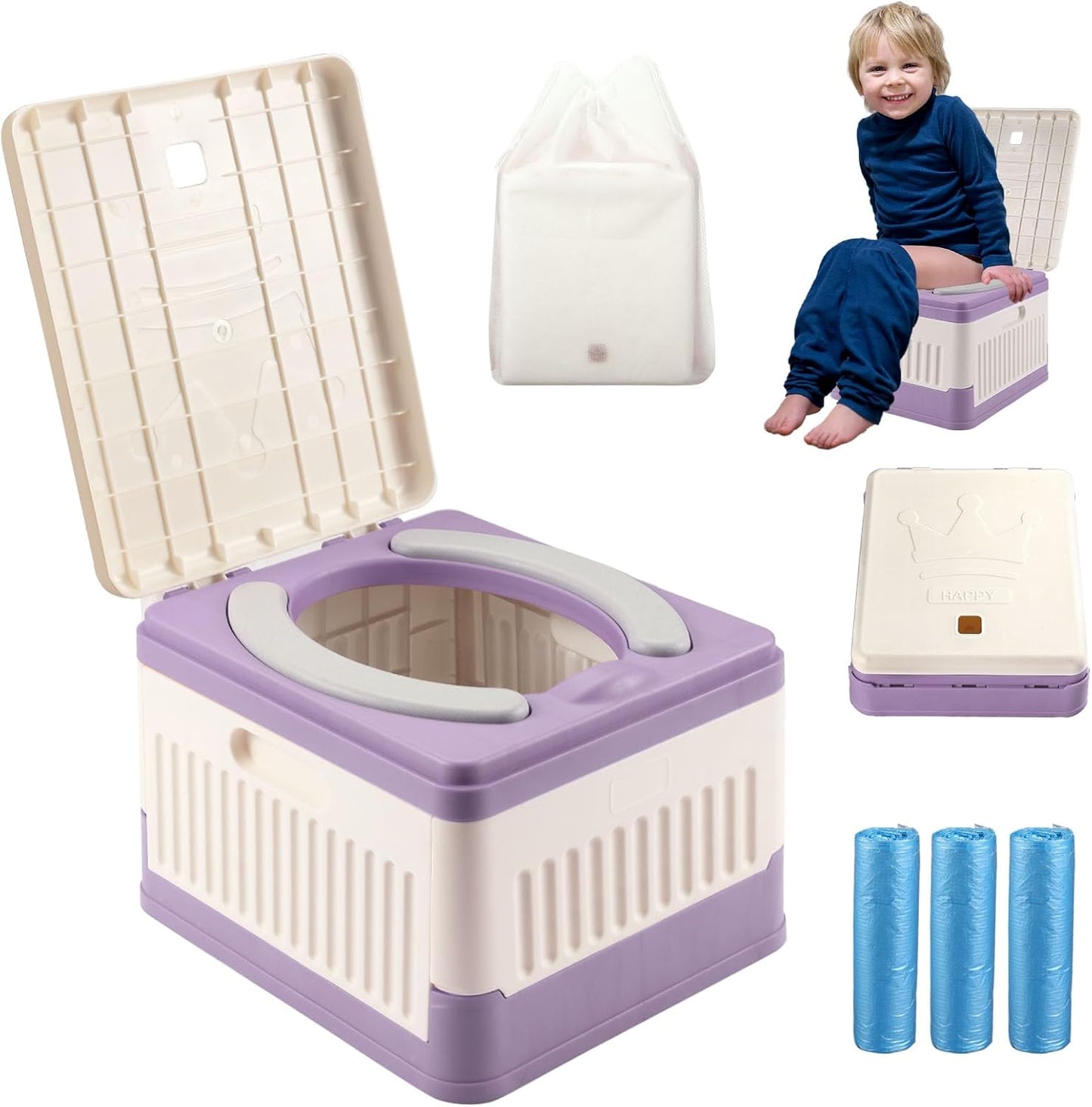 Wesketch Portable Foldable Toddler Travel Potty front view in purple