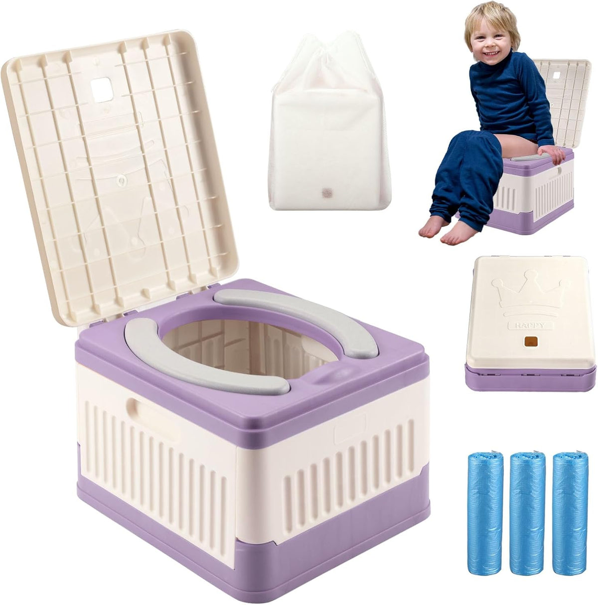Wesketch Portable Foldable Toddler Travel Potty front view in purple