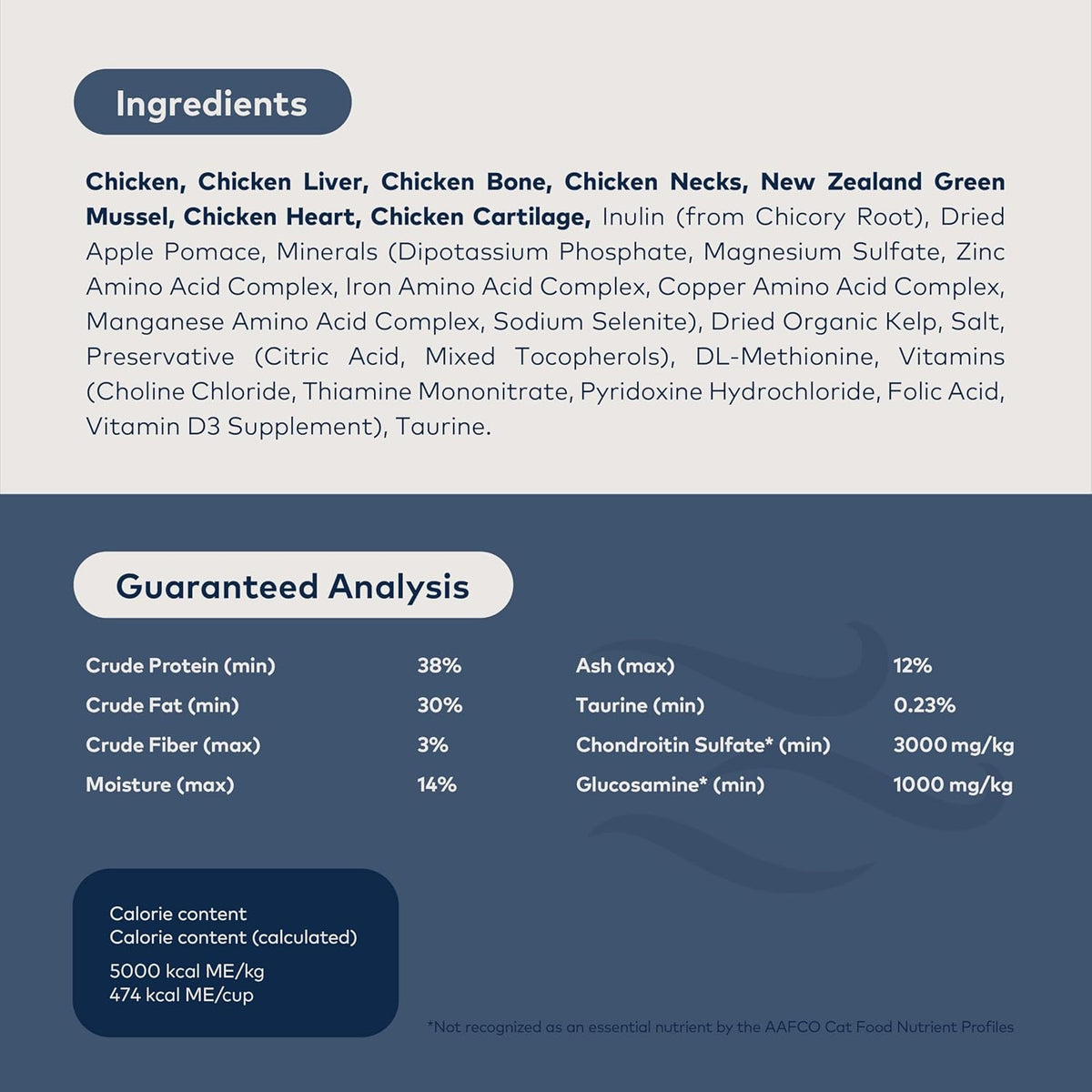 Back of Ziwi Peak chicken cat food bag with ingredient list