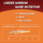 Close up of freeze dried minnow fish treats