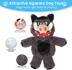 Durable animal plush chew toys for dog boredom relief.