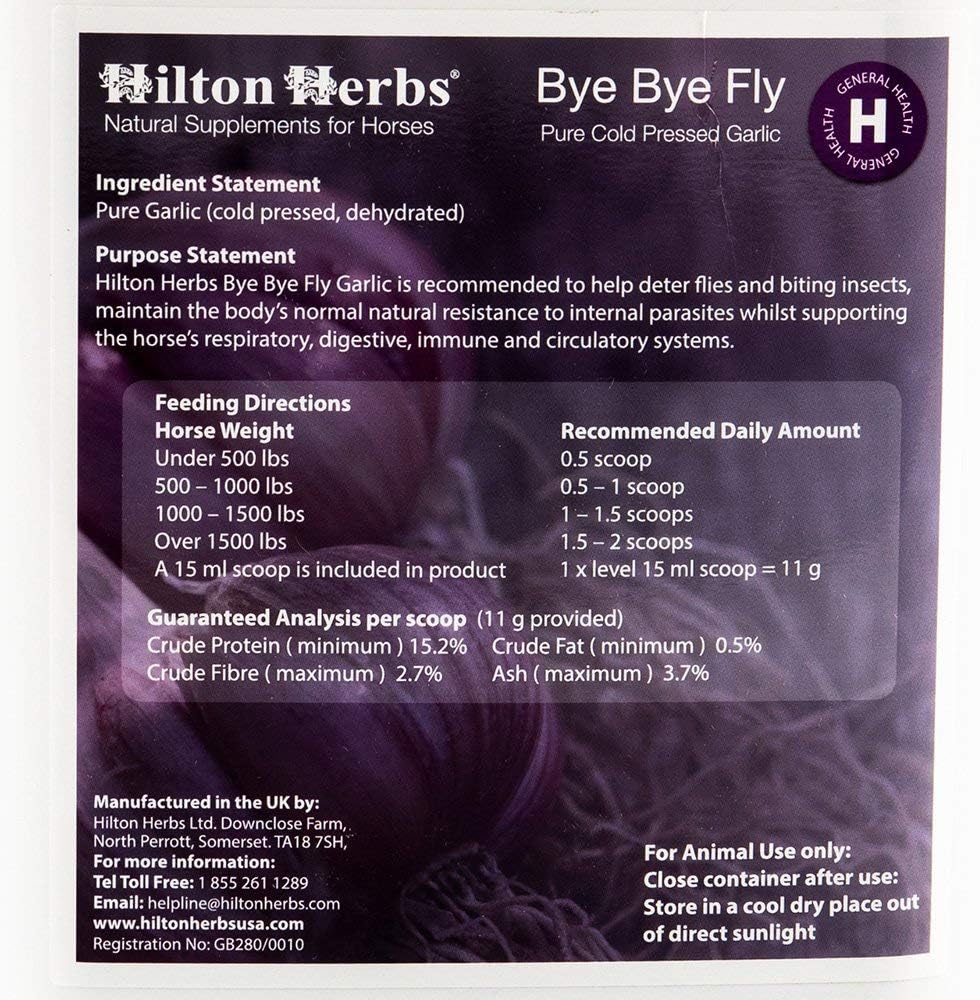 Pure dehydrated garlic granules equine feed supplement close up texture detail from Hilton Herbs