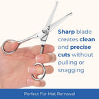 Ergonomic handles of Freshly Bailey pet shears for comfortable coat trimming
