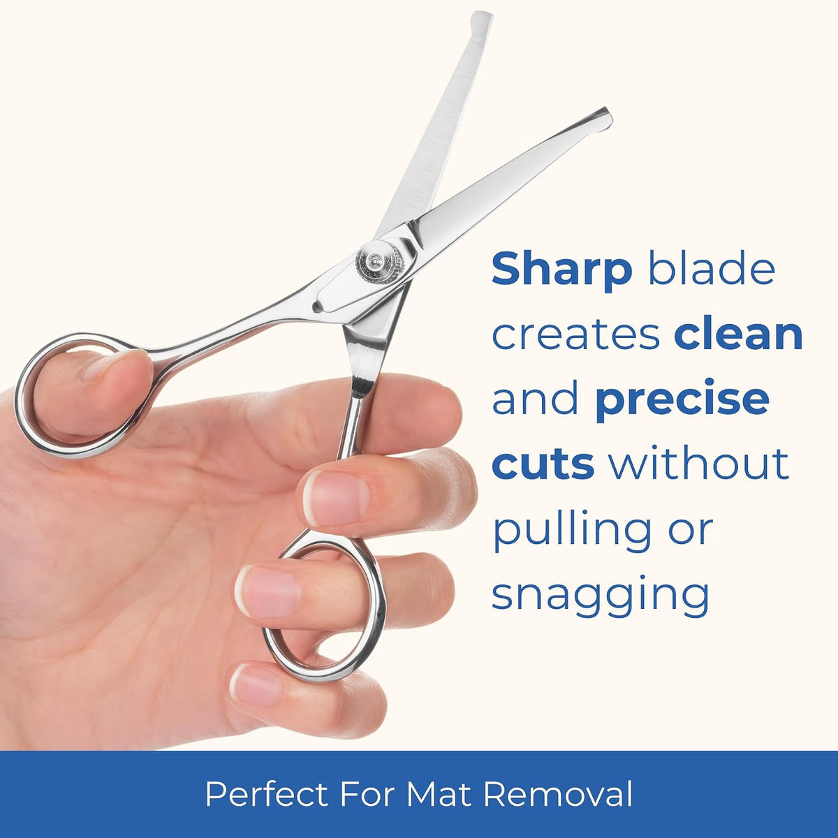 Ergonomic handles of Freshly Bailey pet shears for comfortable coat trimming