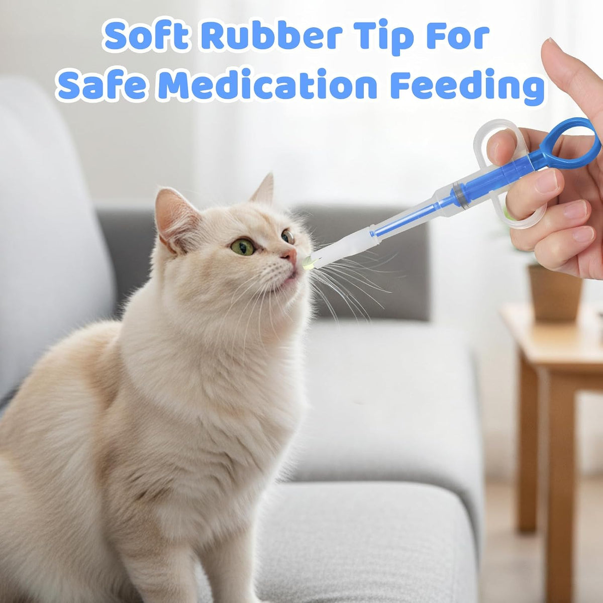 Yuunheg pet medication accessories including a blue tablet cutter and liquid dropper.