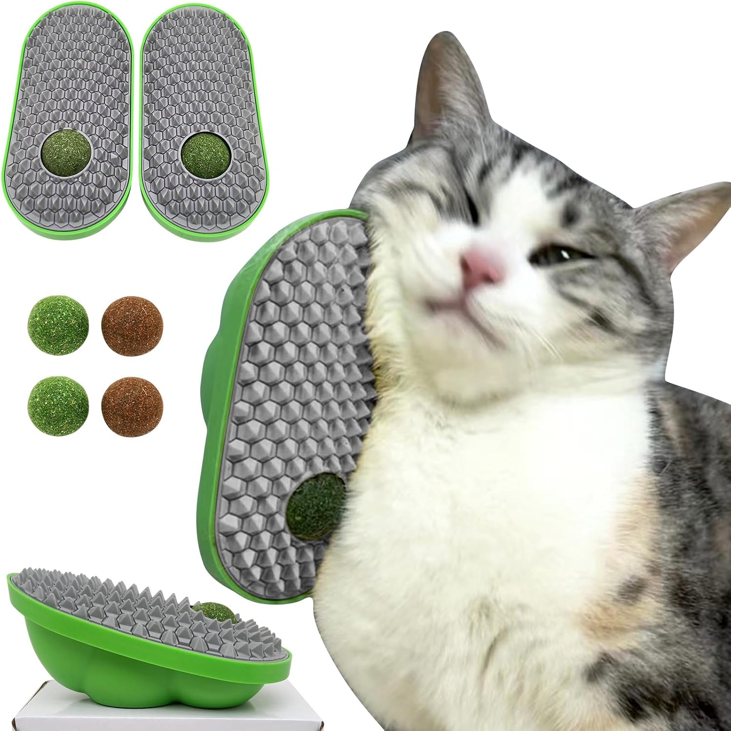 Miwoowim 2 piece catnip wall toy set front view