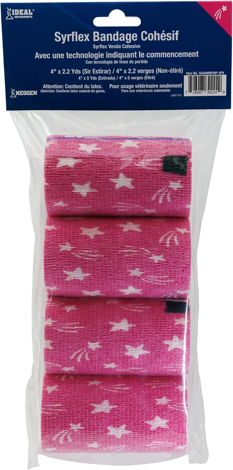 Neogen 4 inch star print cohesive bandage rolls in a set
