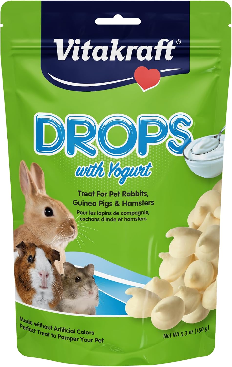 Vitakraft Drops Yogurt Flavor Rabbit Treat front view bag