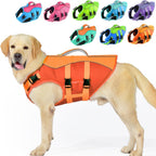 Imported PETDSH canine life vest highlighting the durable oxford fabric weave