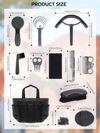 Inoreal sweat scraper and massage brushes laid out for professional horse grooming