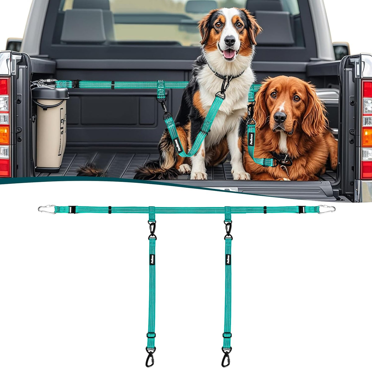 PetBonus Truck Bed Dog Leash, Dog Truck Tether Tie Down, Adjustable Safety Out Leash, Comfortable Pick-Up Bed Restraint Lead, Ratchet Tightening Pet Car Harness Belt, Single Lead (Black) - Image 11
