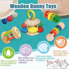 Multi-colored solid wood small animal toys with built-in bells for hamsters