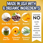 Close up of organic dog paw balm ingredients and texture