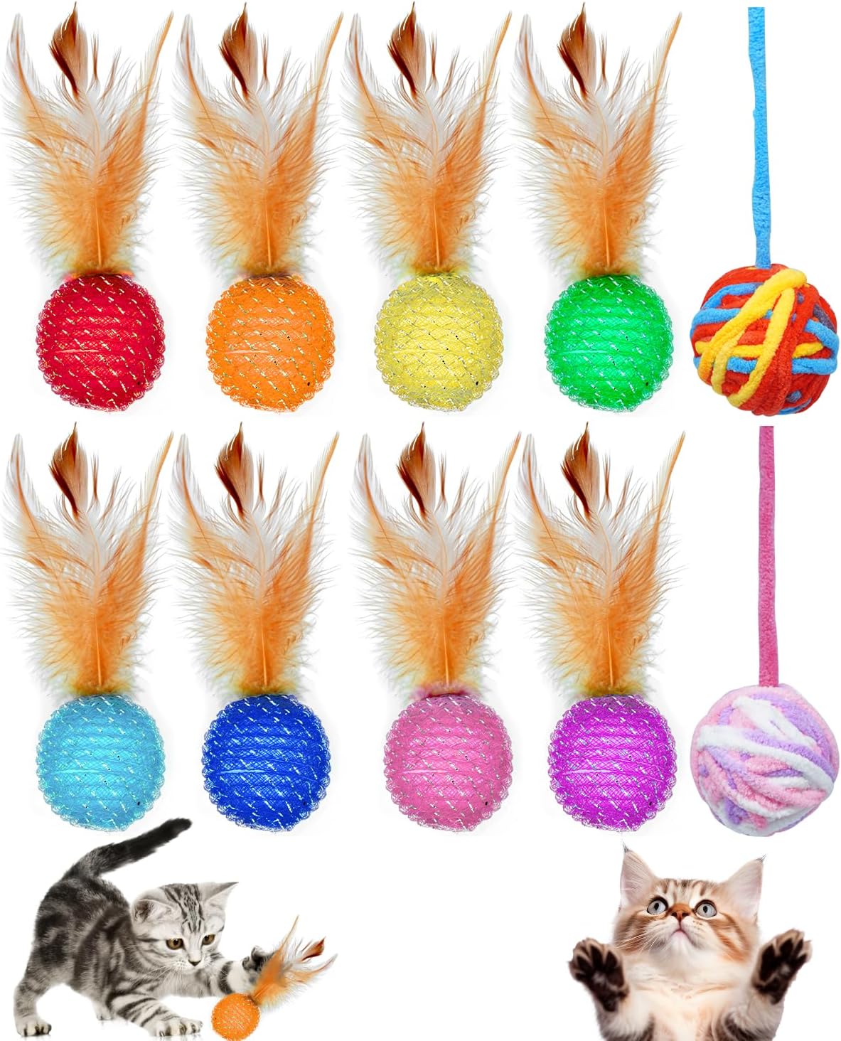 PET SHOW 20 Pcs Cat Crinkle Toy Ball 2.5inch Mylar Cat Pounce Chase Toys Colorful Paper Ball Chase Training Activity for Cats Kittens - Image 13