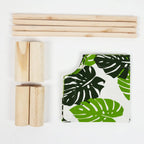 Top view of monstera leaf design on cat hammock bed