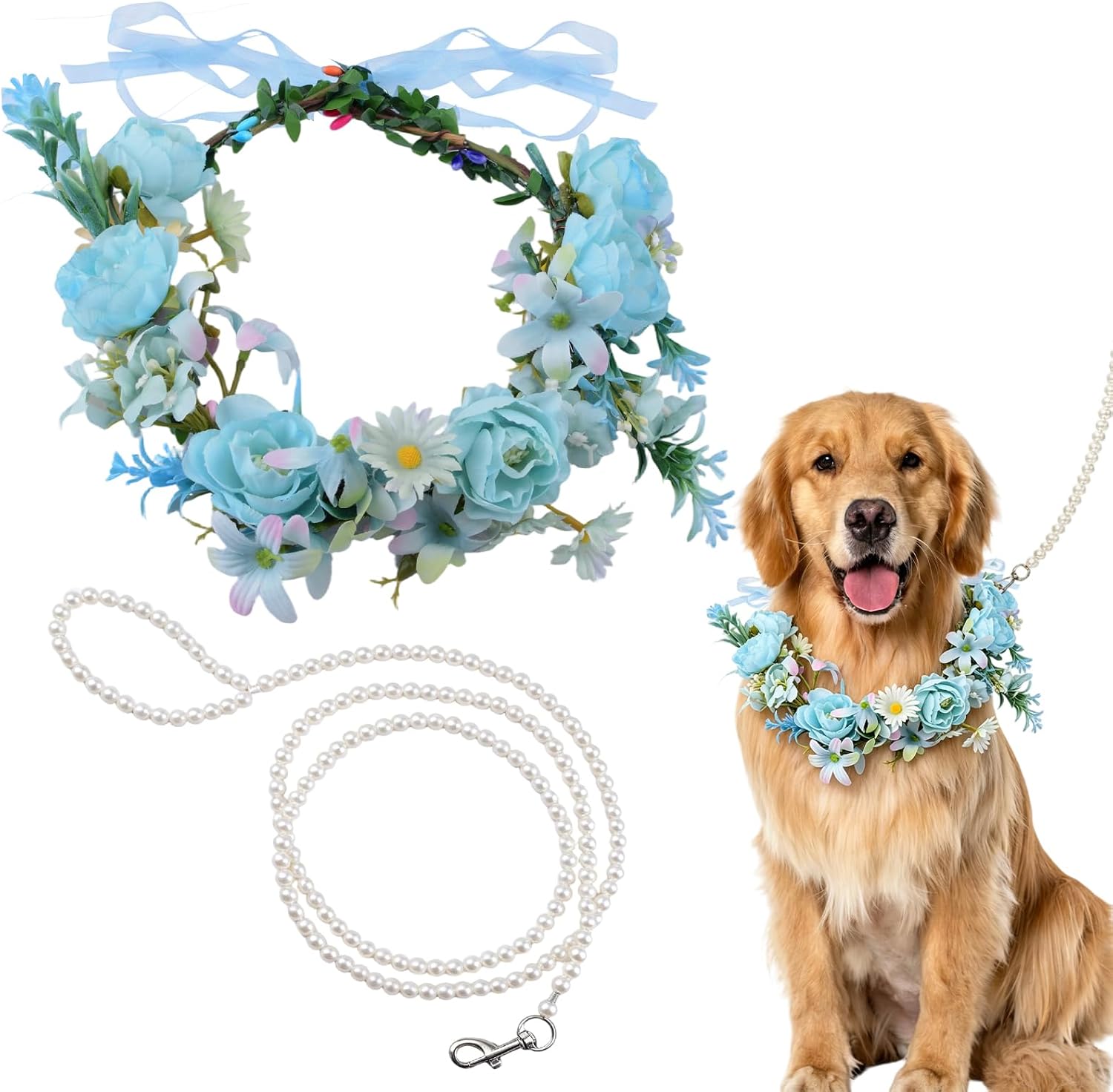 Slcinwzdt authentic USA imported dog flower collar packaging details highlighting luxury pet styling.