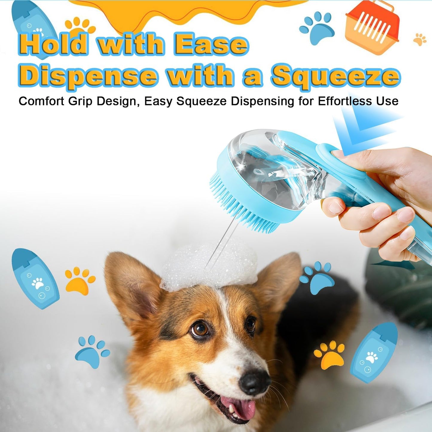 Adjustable ring handle detail on the silicone dog scrubber for an ergonomic non-slip grip.