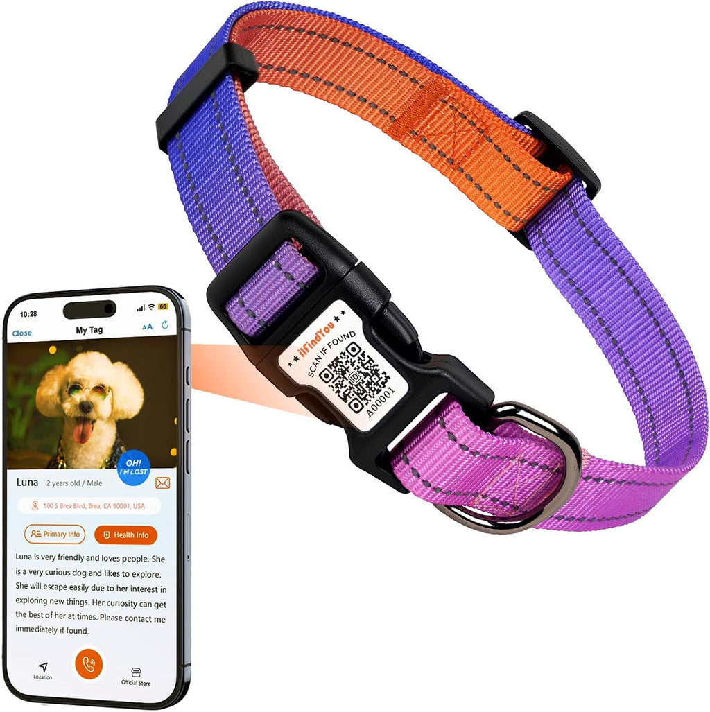 Reflective Dog Collar with QR Code Tag, Personalized Dog Collar, Safety Night Visibility, Anti-Loss Function (Pink-02, Large) - Image 15